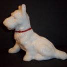 L E SMITH GLASS MILK WHITE Handpainted LARGE SCOTTIE WESTIE DOG Figurine 1930's