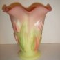 Fenton Glass BURMESE HP TULIP VASE QVC Exclusive Shelley Signed INDIANA MOLD