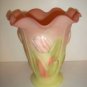 Fenton Glass BURMESE HP TULIP VASE QVC Exclusive Shelley Signed INDIANA MOLD
