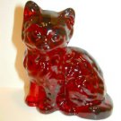 Mosser Handmade Glass Ruby Red Persian Cat Kitten Figurine Paperweight