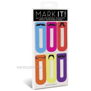 MUSTACHE STICKY NOTES (75) & MUSTACHE BOOK MARKS MARK IT TABS CLIPS (6) SET NEW!