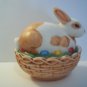 Mosser Glass Natural Brown & White Easter Bunny Rabbit Box Basket Candy Dish!