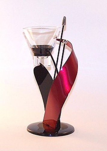 EUROPEAN MADE CONTEMPORARY "HELIX" CANDLE HOLDER JET BLACK RED MODERNISTIC