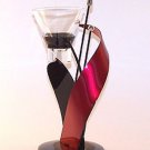 EUROPEAN MADE CONTEMPORARY "HELIX" CANDLE HOLDER JET BLACK RED MODERNISTIC