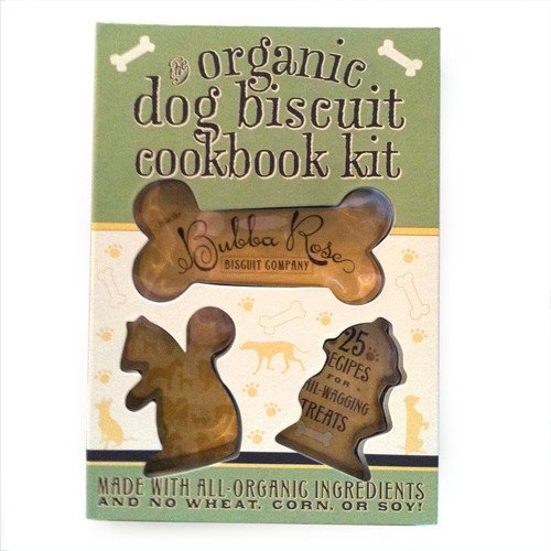 LARGE ORGANIC DOG BISCUIT COOKBOOK KIT WITH COOKIE CUTTERS PAPERBACK TREAT GIFT!
