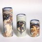 MUCHA Set of Three Arts Heads Feather Ceramic Cylinder Candle Holder Tealight