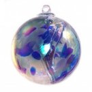6" European Art Glass Spirit Tree Blue "OCEANIC" Iridized Witch Ball Kugel