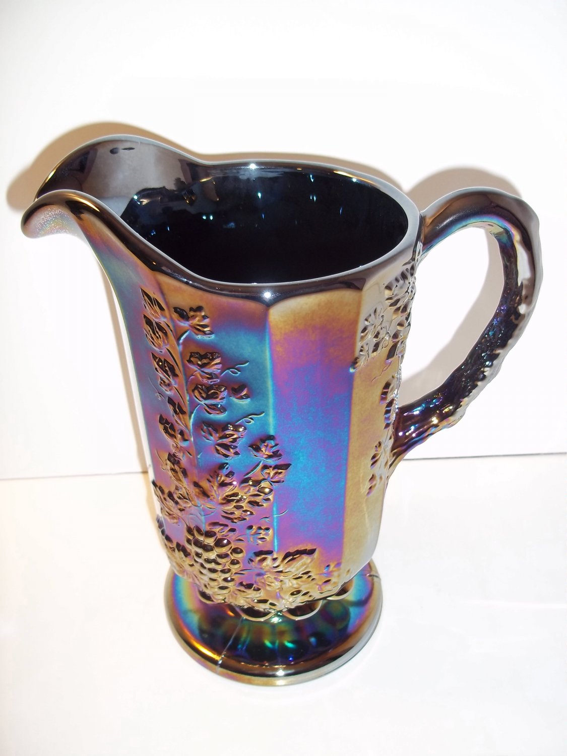 Mosser Glass Amethyst Purple Carnival Paneled Grape Pitcher & 4 ...