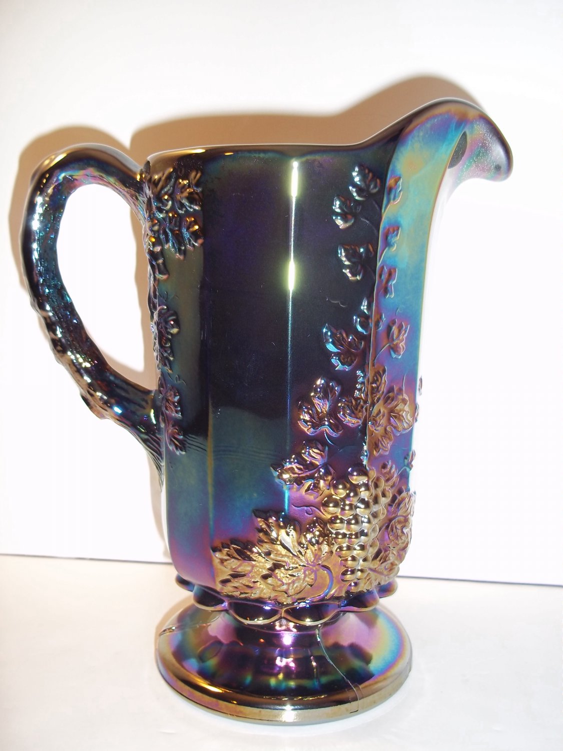 Mosser Glass Amethyst Purple Carnival Paneled Grape Pitcher & 4 ...