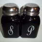 Mosser Glass Black Retro Vintage Style Monogrammed Salt & Pepper Shakers Set