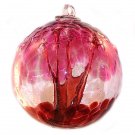 6" European Art Glass Spirit Tree Embossed Leaf "PASSION" Red Witch Ball Kugel