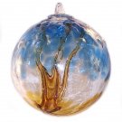 6" European Art Glass Spirit Tree Embossed Leaf "ERIE SHORE" Witch Ball Kugel
