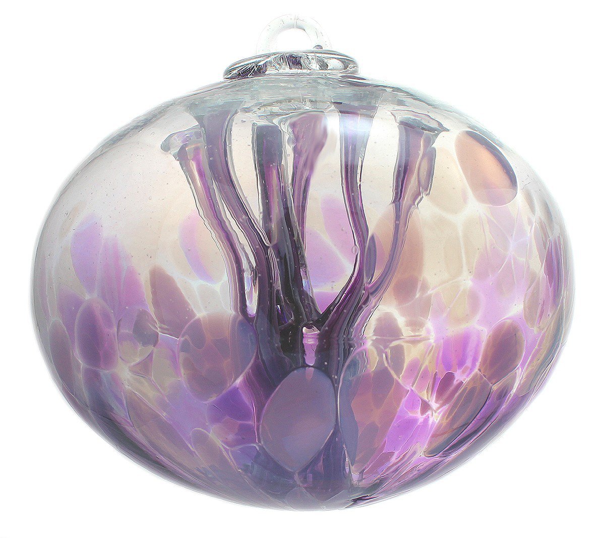 6" European Art Glass Lavender Iridized Ju Ju Witch Ball Oval Orb Shaped Kugel