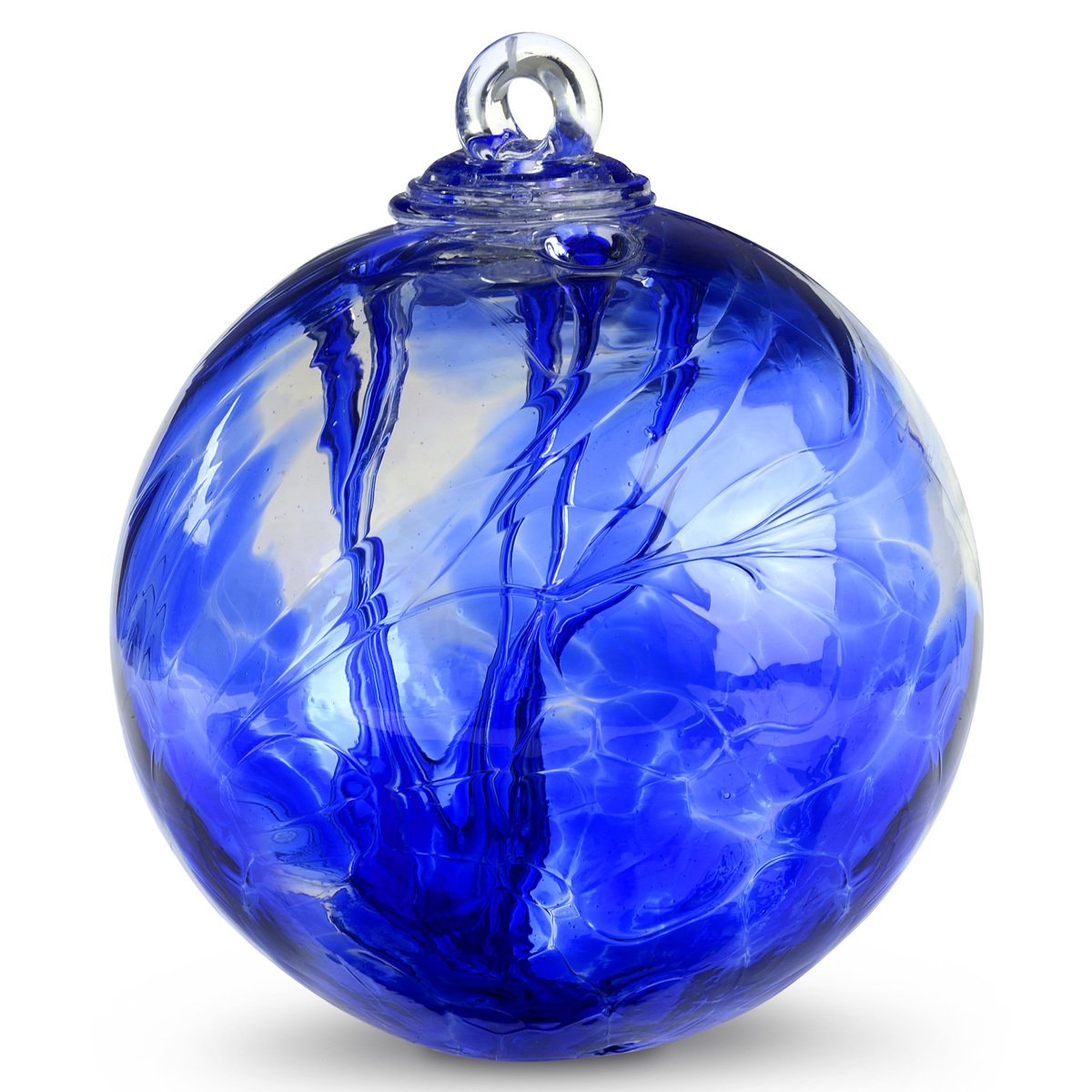 6" European Art Glass Spirit Tree SARI BLUE IRIDIZED Luster Witch Ball Kugel