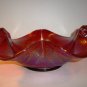 Fenton Glass Ruby Red Carnival Stretch Swan Handled Bowl