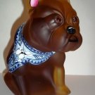 OOAK Amber Satin Glass French Bulldog Doorstop HP by Sunday Davis One of a Kind