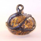 4.5" European Art Glass Honey Moon Amber Adventurine Halloween Pumpkin Handblown