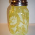 Mosser Glass Vaseline Opalescent Daisy & Fern Retro Vintage Style Spice Shaker