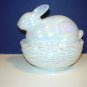 Mosser Glass Milk White Carnival Easter Bunny Rabbit Nest Basket Box Candy Dish