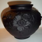 Tiffin Glass 1920's Silky Black Satin Poppy Pattern Vase