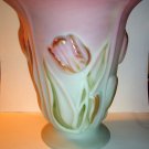 Fenton Glass Lotus Mist Green Burmese Limited Edition Tulip Vase NIB #153