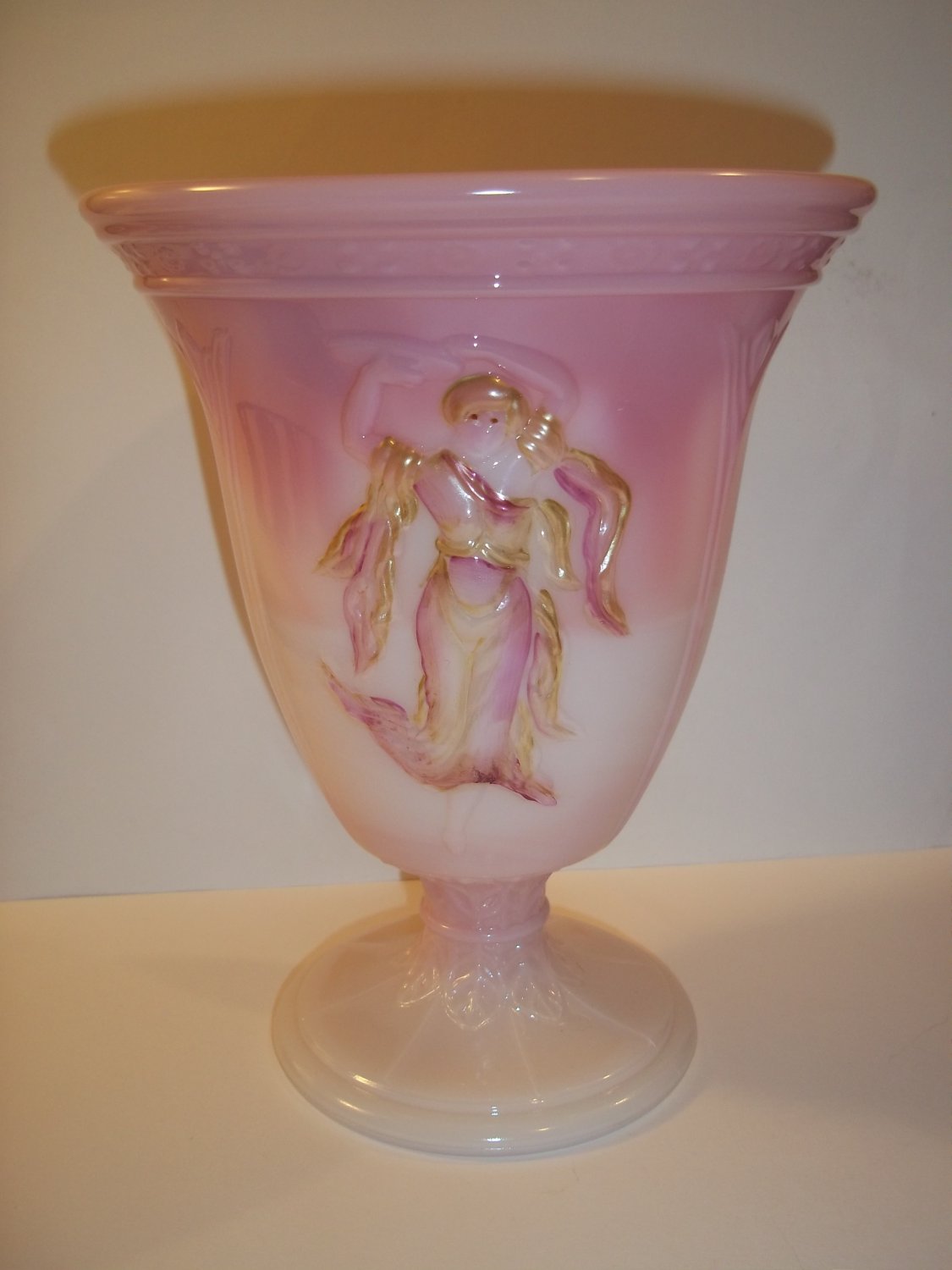 Fenton Glass Roalene Pink Dancing Ladies Vase FFOGKC Limited Edition #64/64