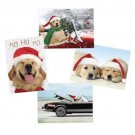 Ho Ho Ho Holiday Dogs Boxed 4" x 6" Christmas Cards (20) Glitter & Foil Embellished with Envelopes