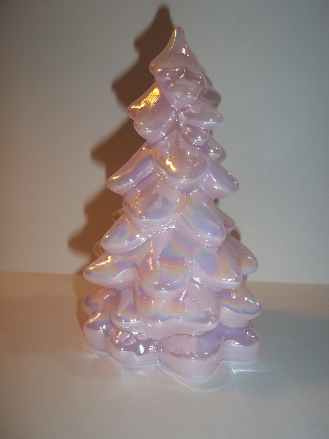 Mosser Glass Crown Tuscan OPAQUE PINK CARNIVAL 8" LARGE CHRISTMAS TREE Figurine