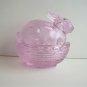 Mosser Glass Passion Pink Easter Bunny Rabbit On Nest Basket Candy Dish Box