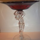 Cambridge Glass Art Deco Statuesque Nude Carmen Red Flared Pedestal Compote