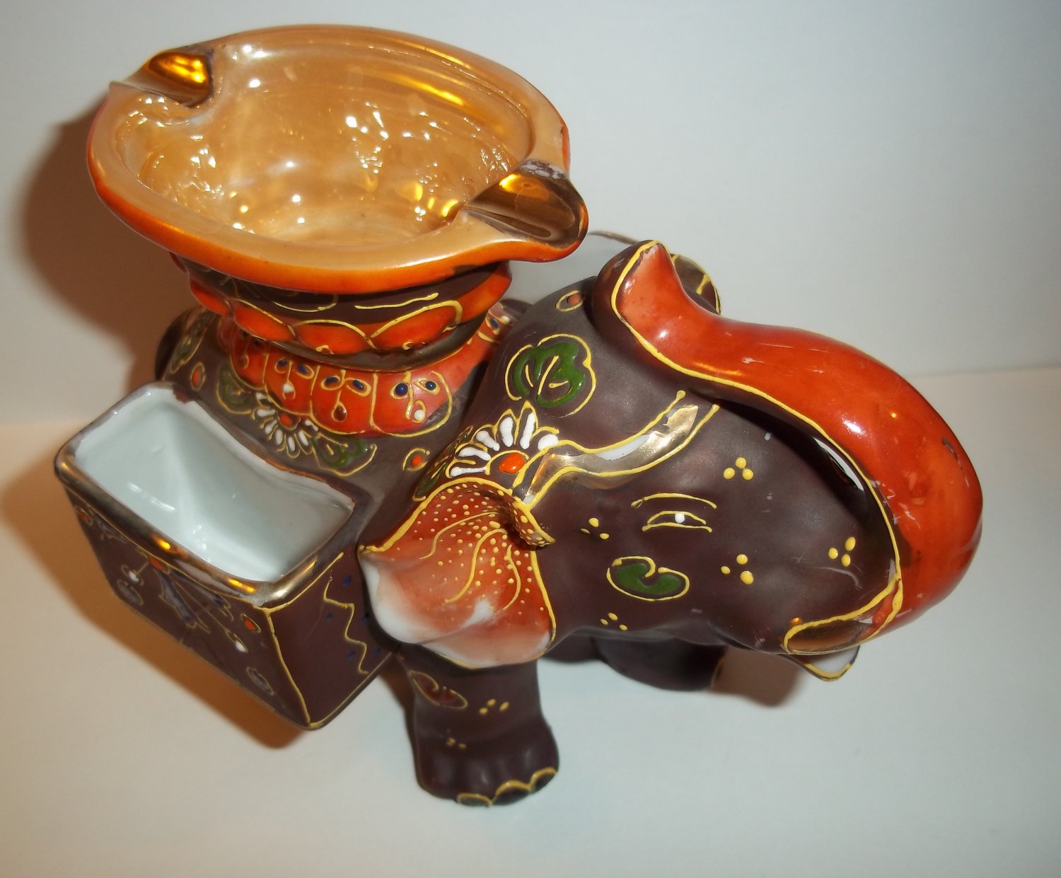 Vintage Japan Japanese Pottery Moriage Lusterware Figural Elephant