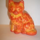 Mosser Handmade Glass Pumpkin Orange Swirl Persian Cat Kitten Figurine