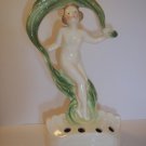 Porcelain Nude Dancer w Scarf Overhead Art Deco Coronet Flower Frog Germany