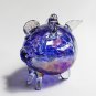 European Art Glass "Ricky Chet" Blue Purple Flying Pig Ornament Witch Ball Kugel