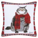Fat Cat Tabby Indoor/Outdoor Printed Christmas Holiday Decorative Pillow 18"