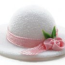 Miniature Dollhouse Ladies Hat White With Pink Rose Trim 1:12 Scale New