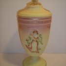 Fenton Glass Burmese "Dancing Ladies" Covered Urn Compote Candy Box Vase GSE!