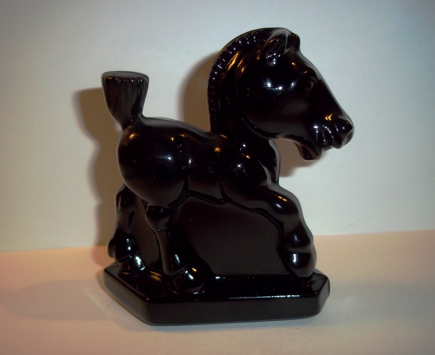 Heisey by Imperial Glass Black Oscar Sparky Plug Horse Pony Stallion