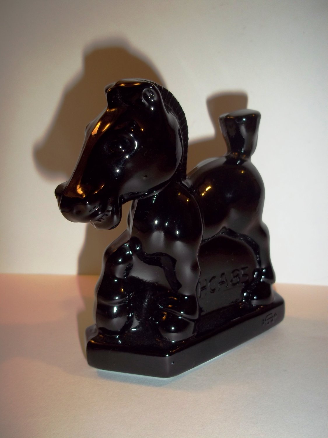 Heisey by Imperial Glass Black Oscar Sparky Plug Horse Pony Stallion