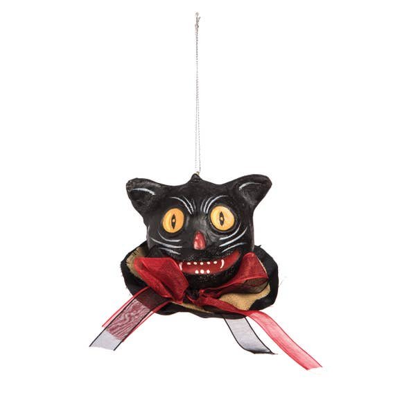 "Mandy" Vintage Gothic Black Cat Halloween Gathered Traditions Ornament
