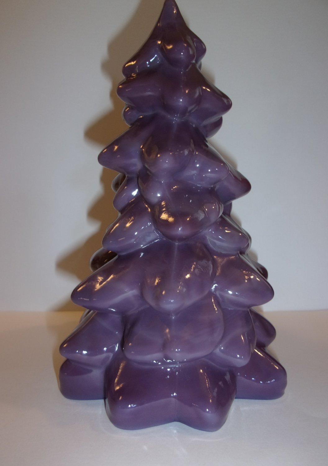 Mosser Glass Eggplant Purple LARGE 8" CHRISTMAS TREE Figurine Made In USA!