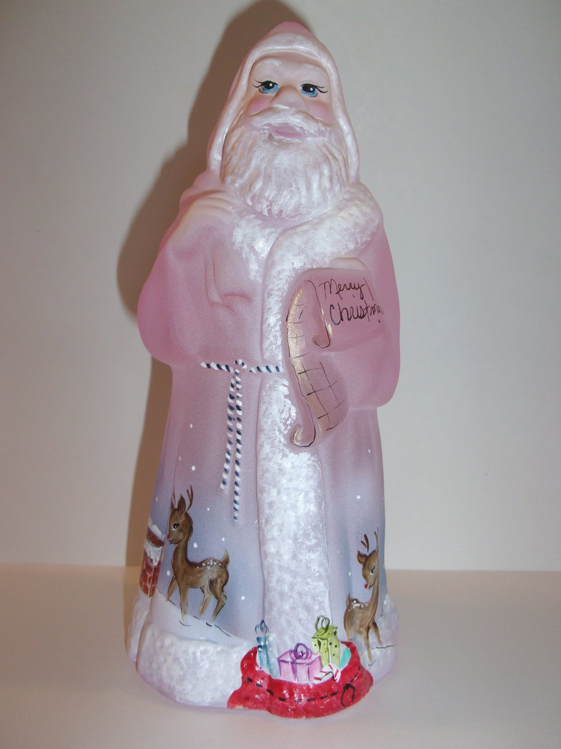 Fenton Glass Pink Rooftop Reindeer Christmas Santa Claus Deer Ltd Ed 4