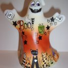 Fenton Glass Boo Kitty Halloween Ghost Figurine w Cats Ltd Ed #12/23 K Barley
