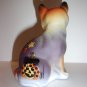 Fenton Glass Purple Halloween Snowman Scruffy Sitting Cat Ltd Ed K Barley #19/19