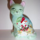 Fenton Glass Snowman Bunny Bird Hope Peace Love Sitting Cat Ltd Ed Kibbe #26/30