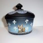 Fenton Mosser Glass Tabby Cat Kitten & Lace Candy Dish Box Ltd Ed #7/20 Spindler