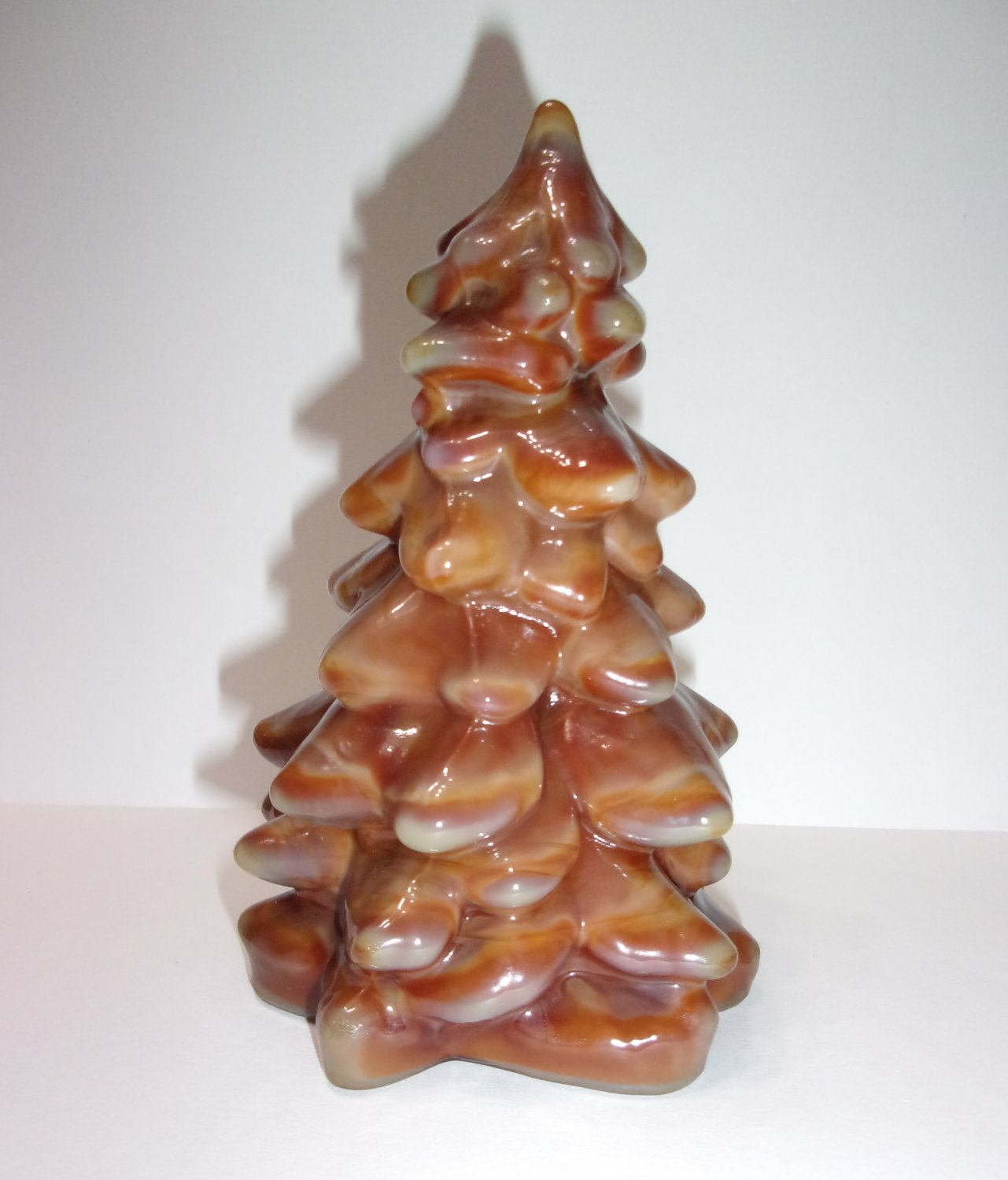 Mosser Glass Caramel Slag Swirl 5.5" Medium Christmas Tree Figurine USA!