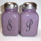 Mosser Glass Purple Retro Vintage Style Monogrammed Salt & Pepper Shaker Set