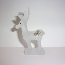 Mosser Glass Crystal Satin Christmas Reindeer Figurine HP Holly & Berries