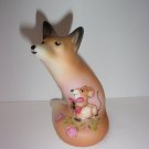 Fenton Glass Fox Figurine w Valentine Heart Mouse FAGCA Ltd Ed of 33 F Burton